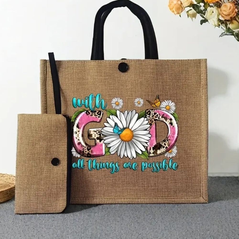 2 Pcs Print Tote Bag